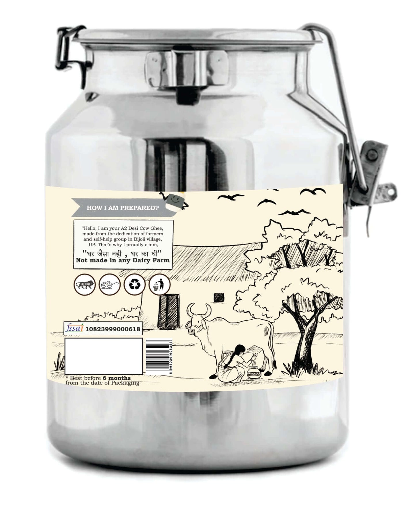 A2 Desi Cow Ghee | Bilona Churned | From Grass-Fed Desi Cows | 100% Purity Guaranteed