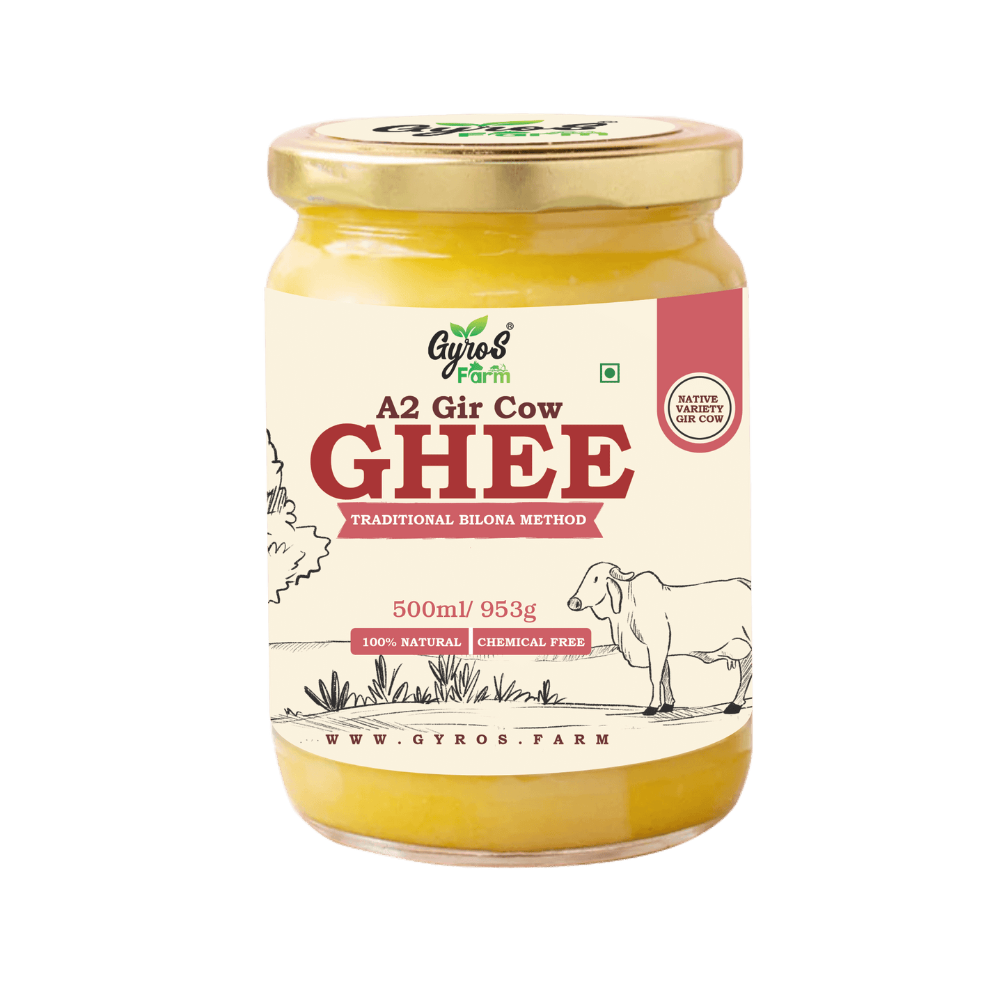 A2 Gir Cow Ghee | Bilona Churned | From Grass-Fed Desi Gir Cows | Made in VILLAGE (From Free Roaming Cows), Not Gaushala