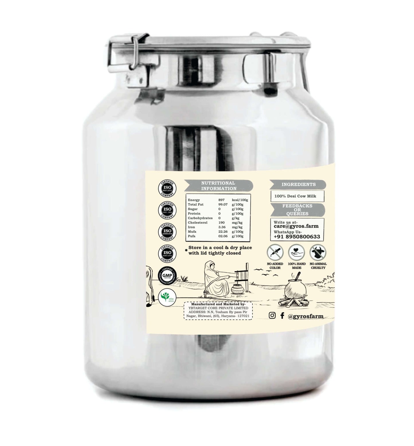 A2 Desi Cow Ghee | Bilona Churned | From Grass-Fed Desi Cows | Made in VILLAGE (From Free Roaming Cows), Not Gaushala