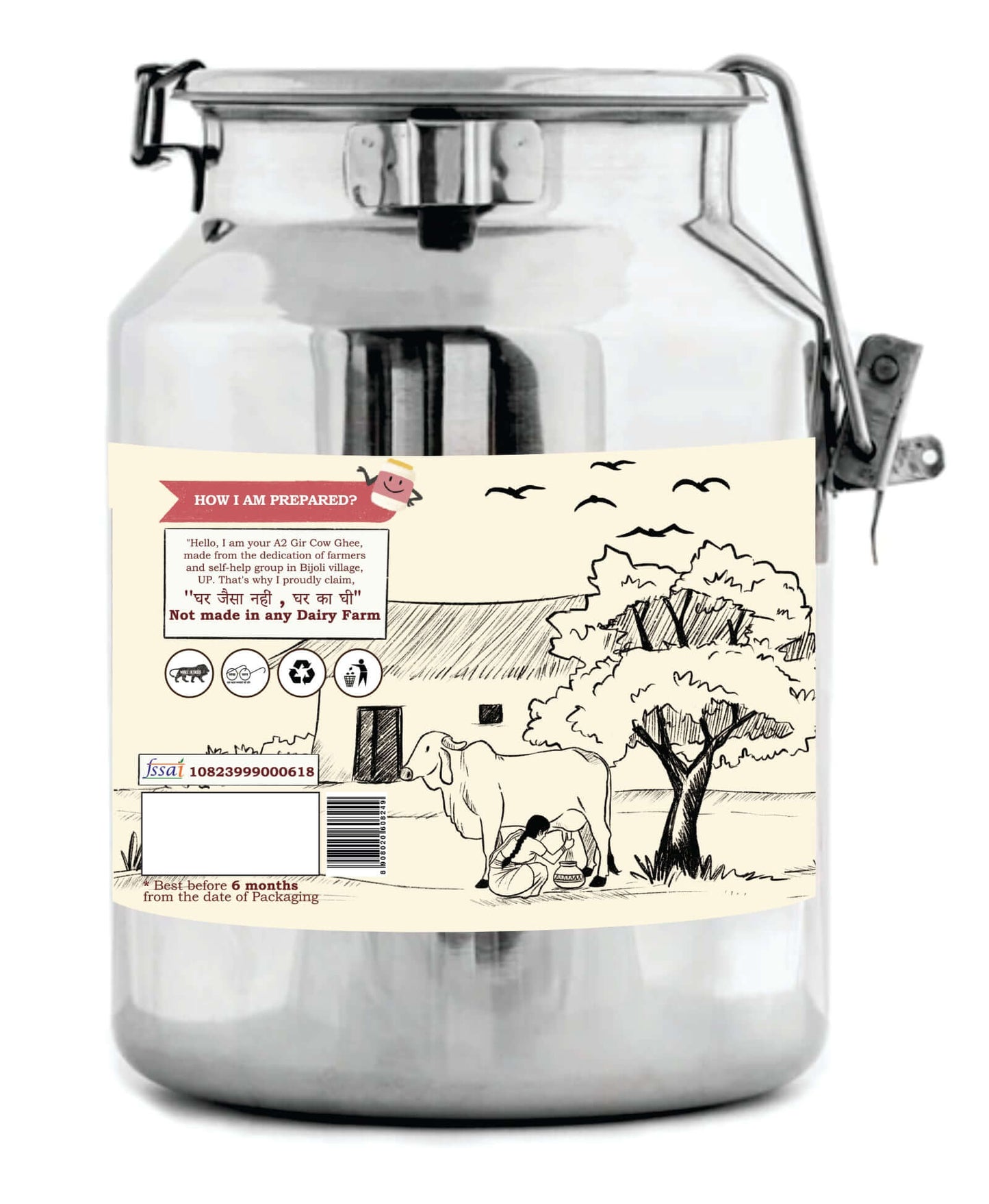 A2 Gir Cow Ghee | Bilona Churned | From Grass-Fed Desi Gir Cows | Made in VILLAGE (From Free Roaming Cows), Not Gaushala