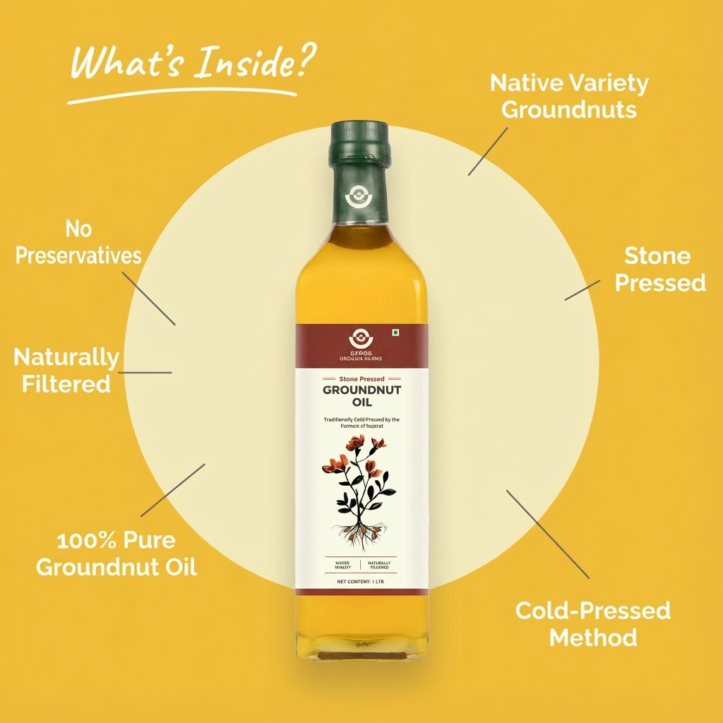 Stone Cold Pressed Groundnut Oil | 100% Pure | Made From High Quality Organic Peanuts