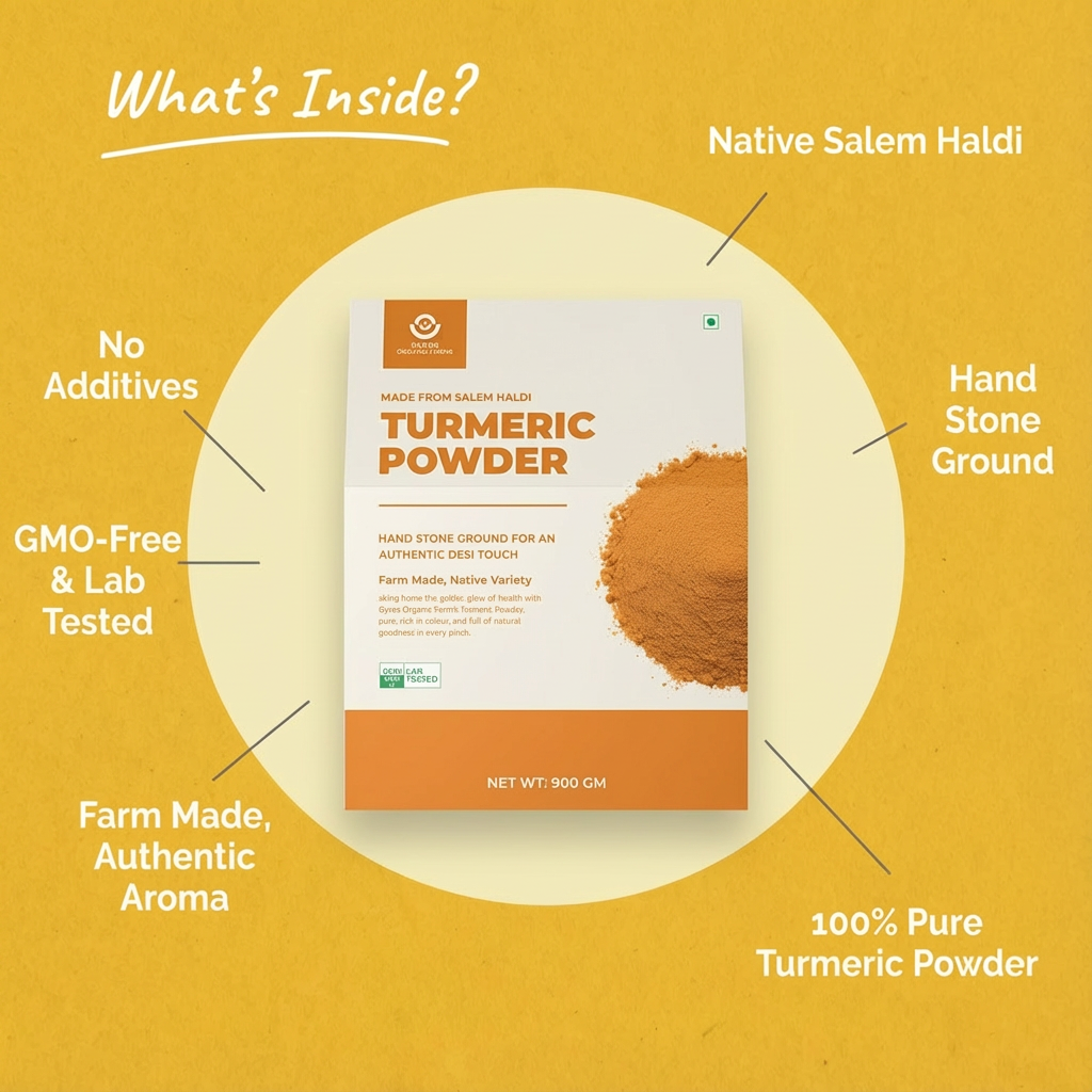 Stone Ground Turmeric Powder (Haldi Powder) | High Curcumin Content | 100% Natural | Zero Colours, Zero Chemical Added