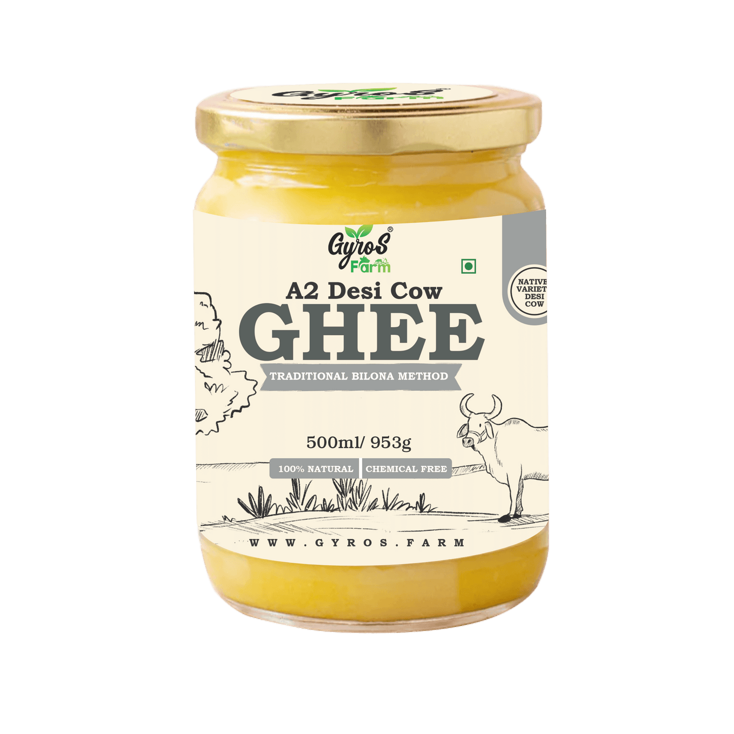 A2 Desi Cow Ghee | Bilona Churned | From Grass-Fed Desi Cows | Made in VILLAGE (From Free Roaming Cows), Not Gaushala