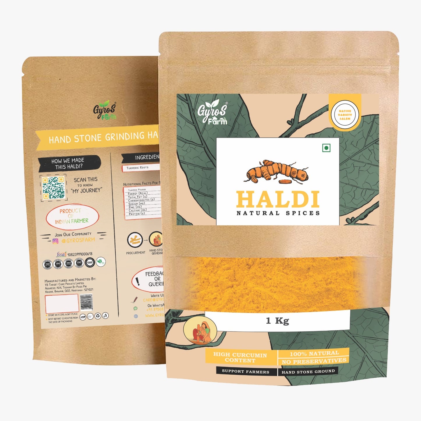 Stone Ground Turmeric Powder (Haldi Powder) | High Curcumin Content | 100% Natural | Zero Colours, Zero Chemical Added