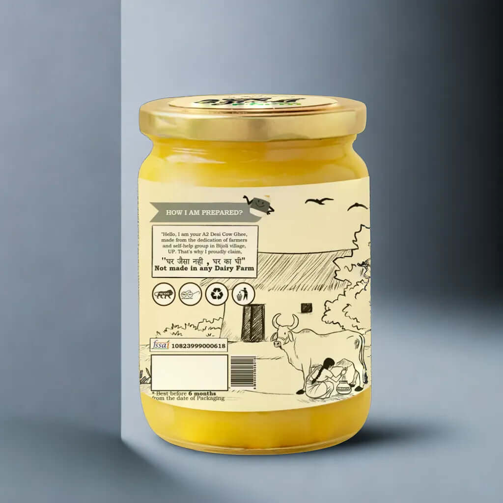 A2 Desi Cow Ghee | Bilona Churned | From Grass-Fed Desi Cows | Made in VILLAGE (From Free Roaming Cows), Not Gaushala