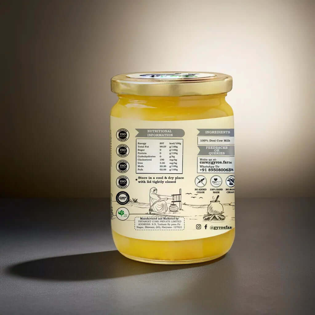 A2 Desi Cow Ghee | Bilona Churned | From Grass-Fed Desi Cows | Made in VILLAGE (From Free Roaming Cows), Not Gaushala