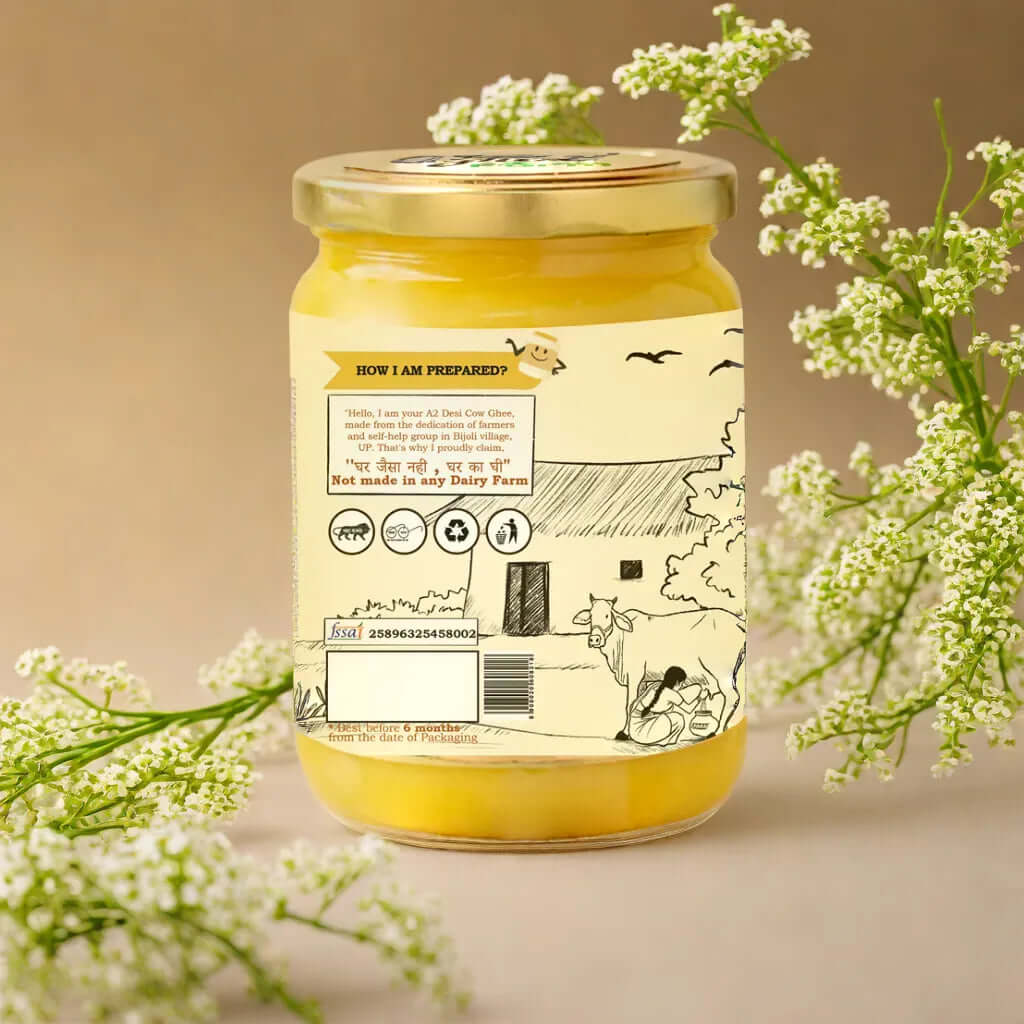 A2 Sahiwal Cow Ghee | Traditional Bilona Method | From Grass-Fed Desi Sahiwal Cows | Made in VILLAGE (From Free Roaming Cows), Not Gaushala