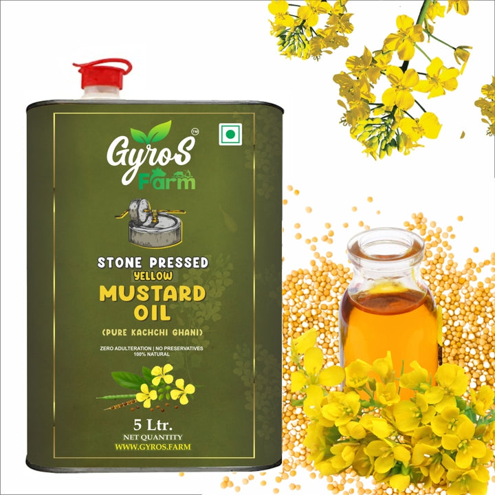 Stone Cold Pressed Yellow Mustard Oil Combo | 5L + 5L | zero Adulteration | Sieve Filtered