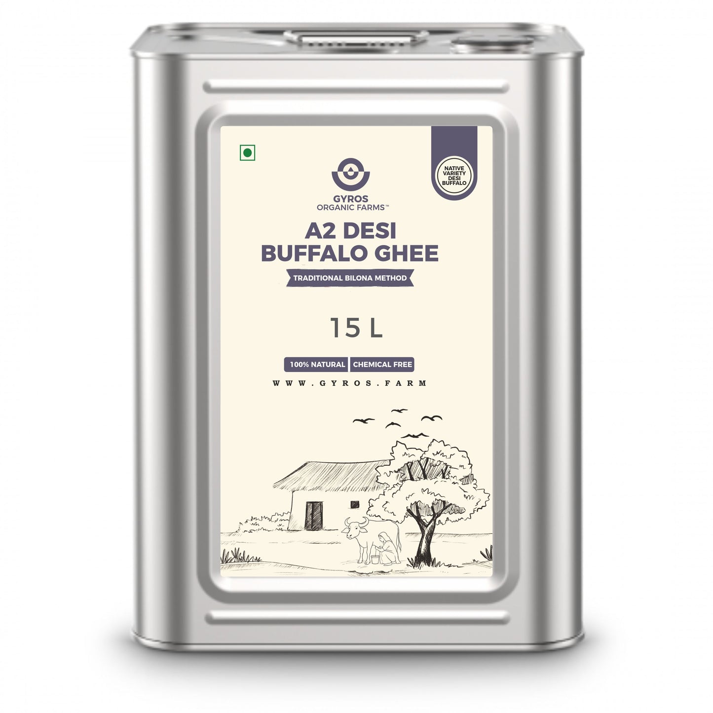 A2 Desi Buffalo Ghee | Traditional Bilona Method | From Grass-Fed Desi Buffalo | Made in VILLAGE