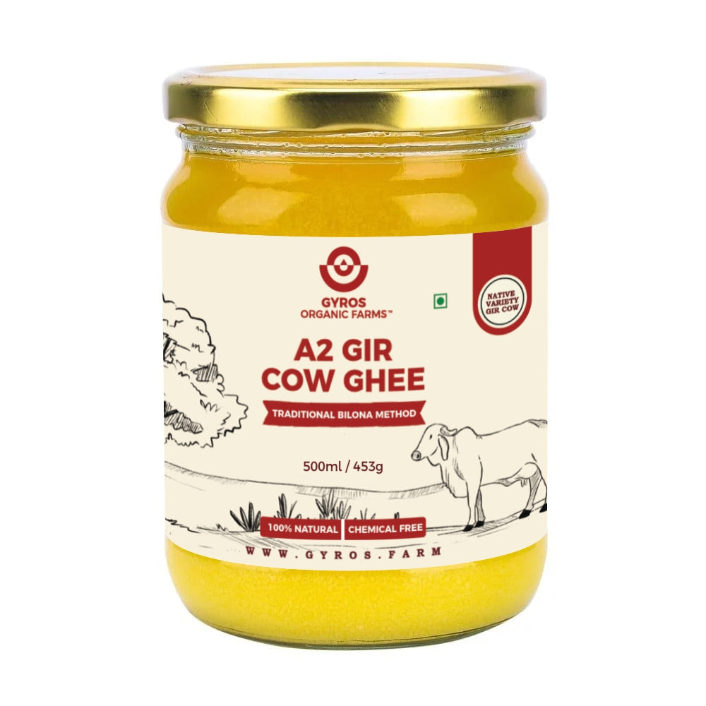A2 Gir Cow Ghee | Bilona Churned | From Grass-Fed Desi Gir Cows | Made in VILLAGE (From Free Roaming Cows), Not Gaushala