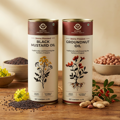 Stone Cold Pressed Black Mustard and Groundnut Oil Combo   | 2L + 2L  | Zero Adulteration| Sieve Filtered