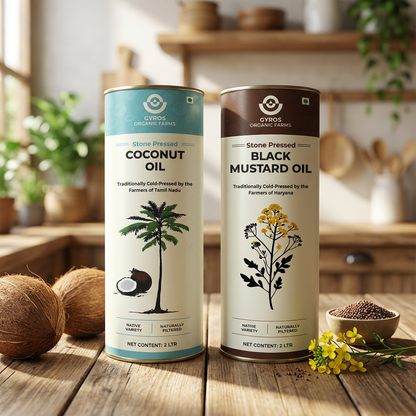 Stone Cold Pressed Black Mustard and Coconut Oil Combo | 2L + 2L | zero Adulteration | Sieve Filtered