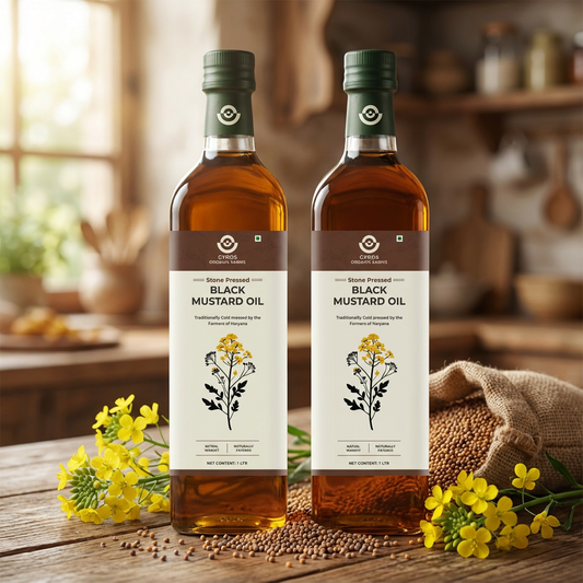 Black Mustard Stone Cold Pressed Oil Combo | zero Adulteration | UnFiltered | 1L + 1L | Glass Bottles