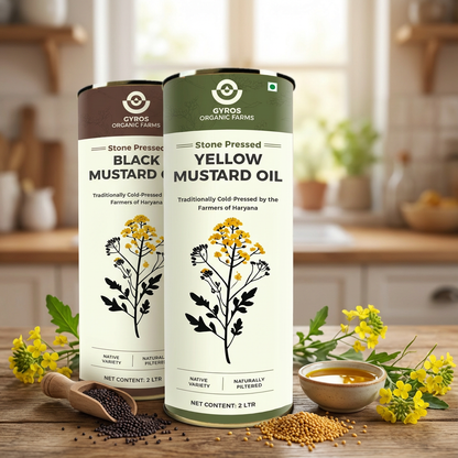 Stone Cold Pressed Yellow and Black Mustard Oil Combo | 2L + 2L | zero Adulteration | Sieve Filtered