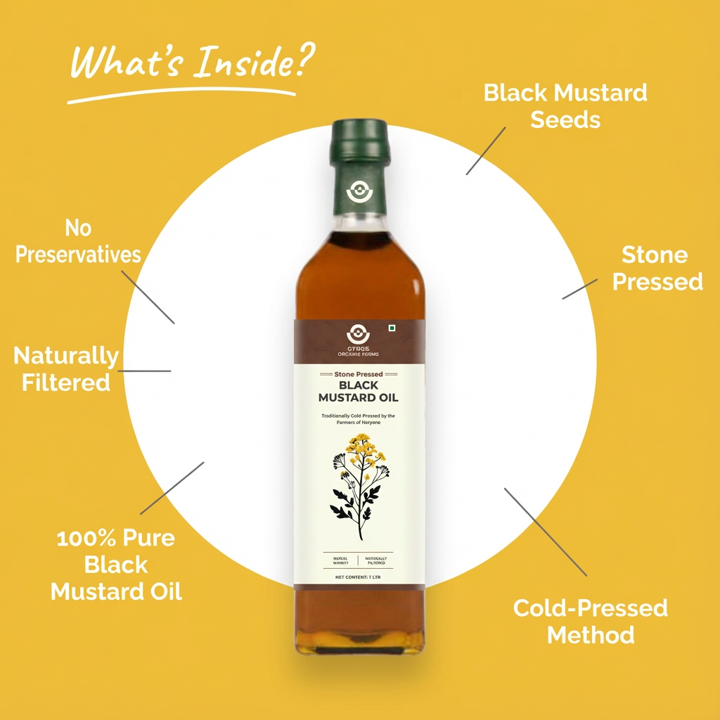 Stone Cold Pressed Black Mustard Oil | 100% Pure | Made From Native Seeds | Zero Preservatives