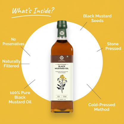 Stone Cold Pressed Black Mustard Oil | 100% Pure | Made From Native Seeds | Zero Preservatives