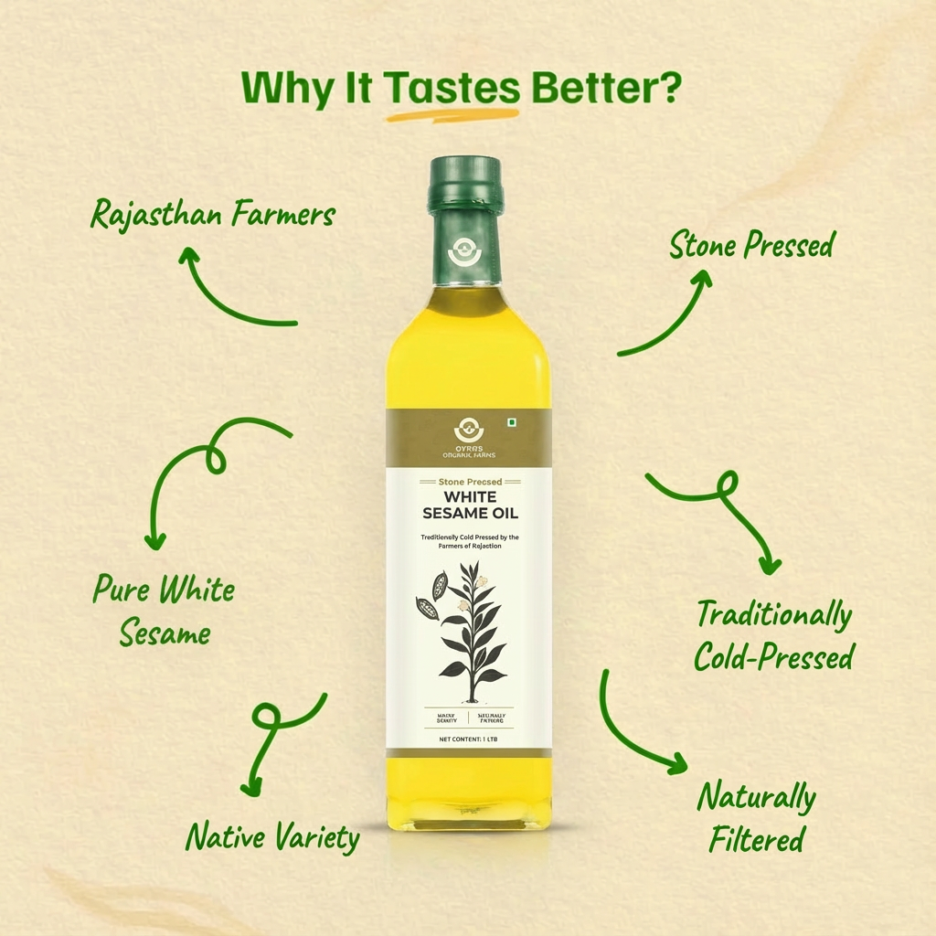 Stone Cold Pressed White Sesame Oil | 100% Natural | Unfiltered | Packed With Nutrition