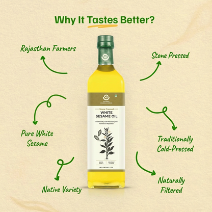 Stone Cold Pressed White Sesame Oil | 100% Natural | Unfiltered | Packed With Nutrition