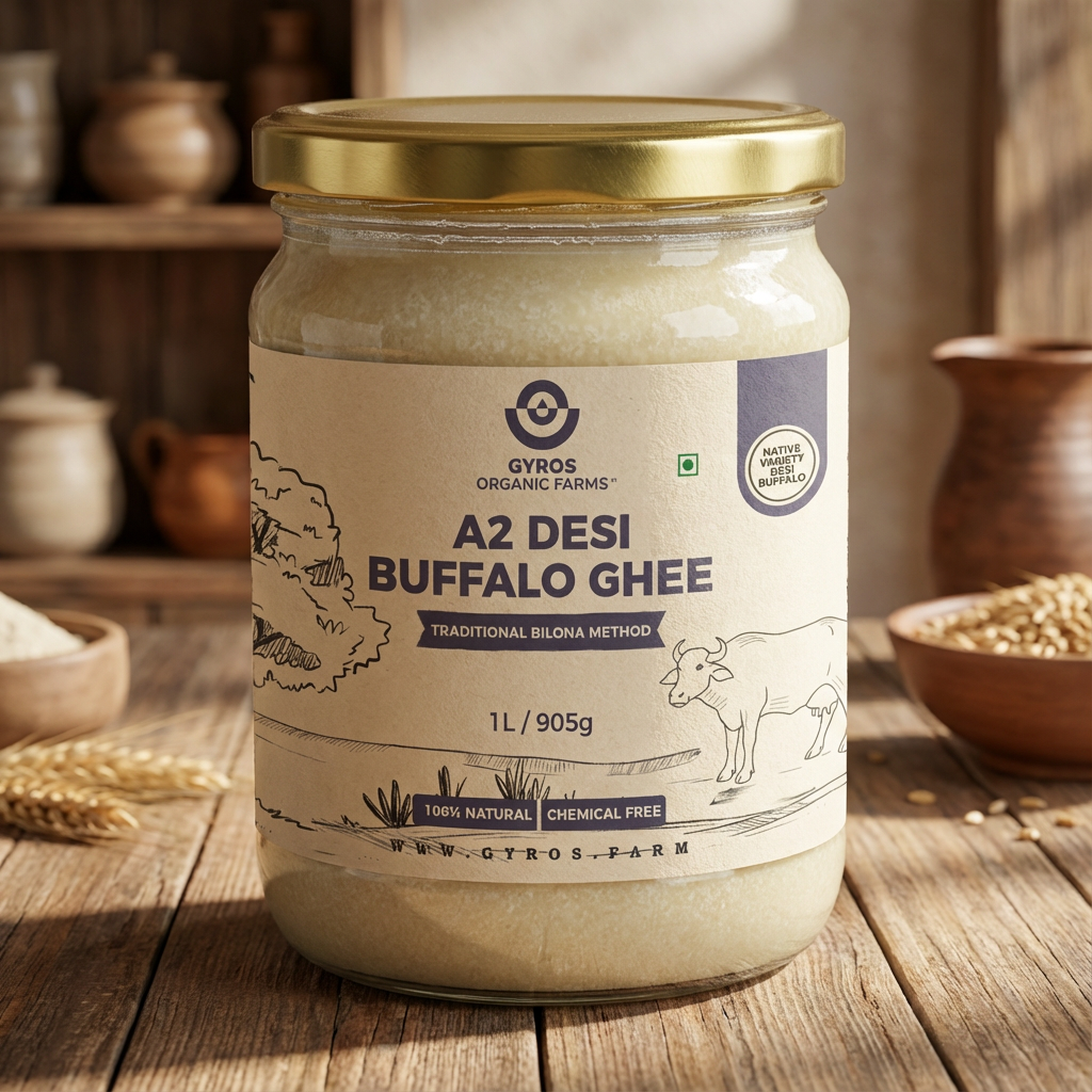 A2 Desi Buffalo Ghee | Traditional Bilona Method | From Grass-Fed Desi Buffalo | Made in VILLAGE
