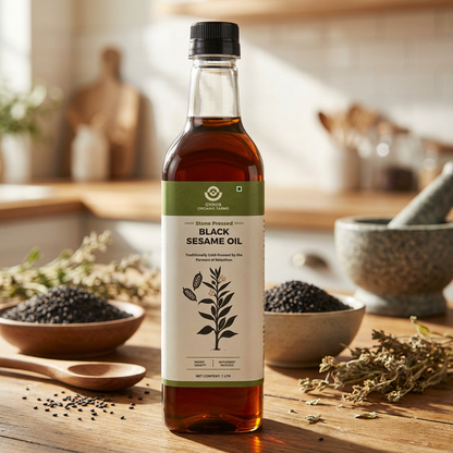 Stone Cold Pressed Black Sesame Oil | Deep Flavor | Unfiltered | Rich Aroma