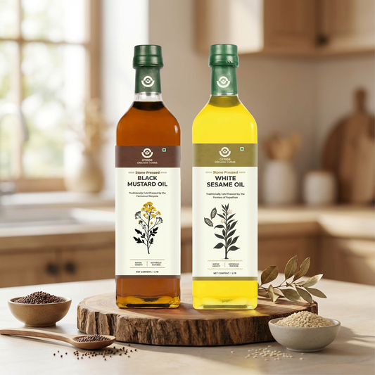 Stone Cold Pressed Black Mustards and Sesame oil | 1L + 1L | Zero Adulteration| UnFiltered | Glass Bottles