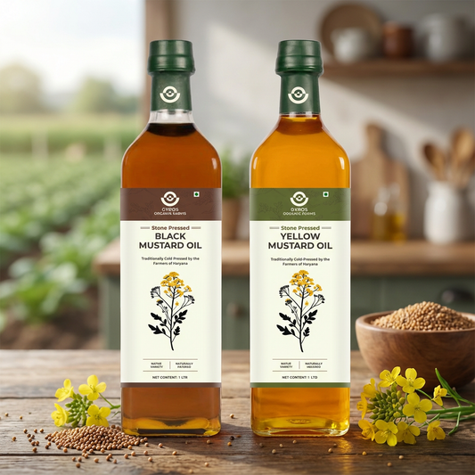 Stone Cold Pressed Black Mustard and Yellow Mustard Oil | 1L + 1L | Zero Adulteration| Unfiltered | Glass Bottle