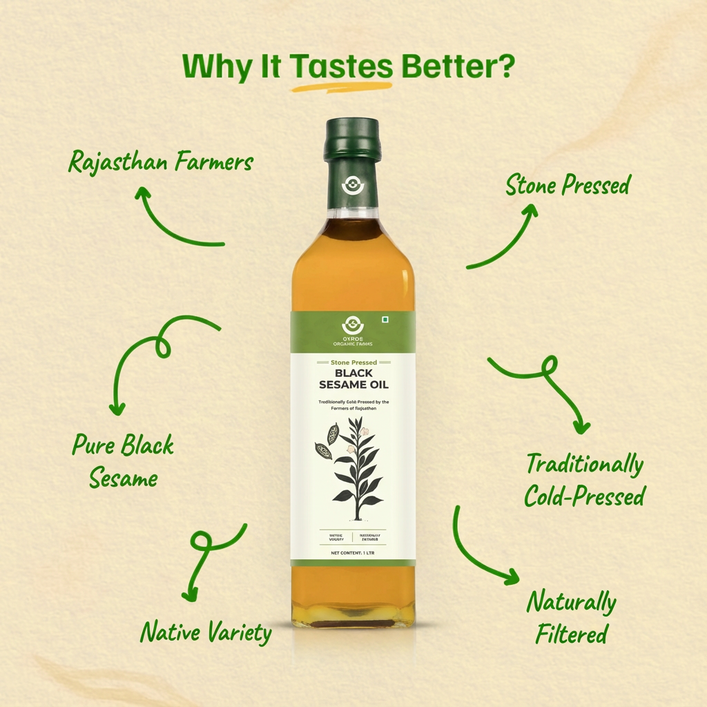 Stone Cold Pressed Black Sesame Oil | Deep Flavor | Unfiltered | Rich Aroma