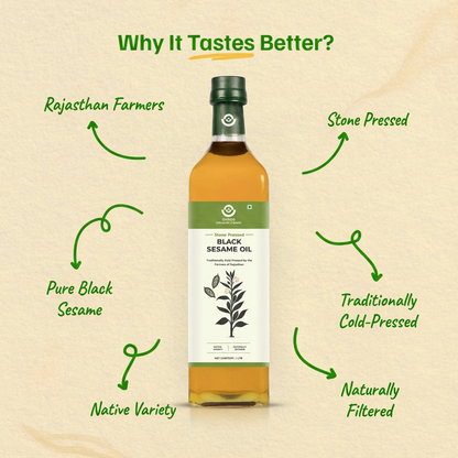 Stone Cold Pressed Black Sesame Oil | Deep Flavor | Unfiltered | Rich Aroma