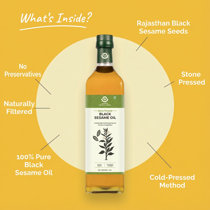 Stone Cold Pressed Black Sesame Oil | Deep Flavor | Unfiltered | Rich Aroma