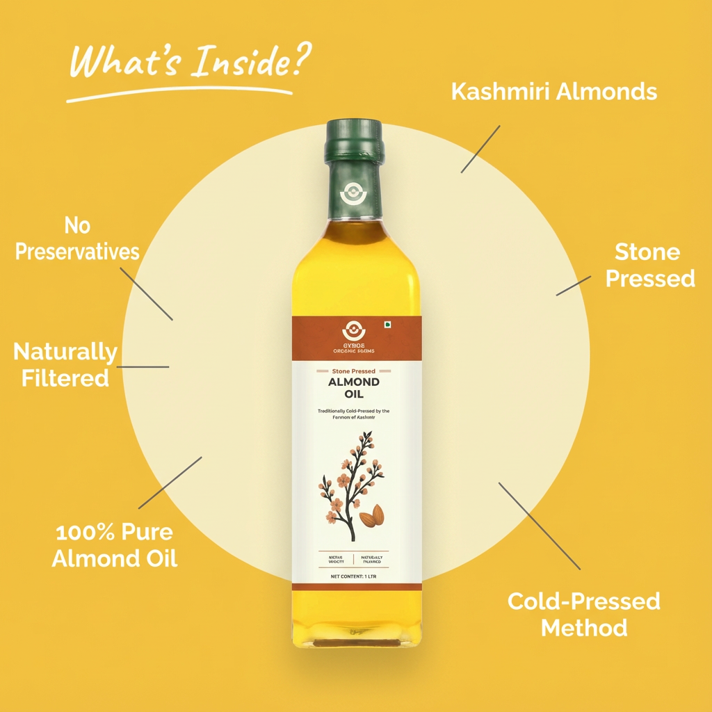 Stone Cold Pressed Almond Oil | Premium Grade | Naturally Extracted | Zero Chemicals