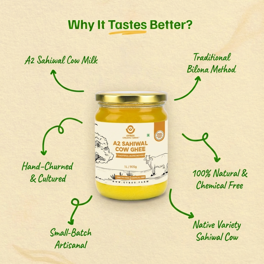 A2 Sahiwal Cow Ghee | Traditional Bilona Method | From Grass-Fed Desi Sahiwal Cows | Made in VILLAGE (From Free Roaming Cows), Not Gaushala