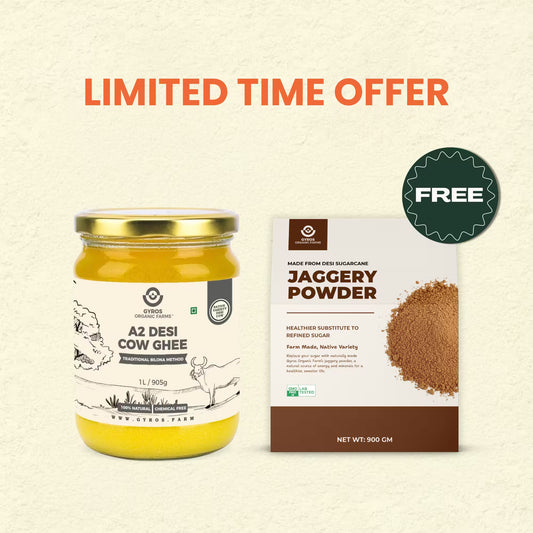 Free Jaggery Powder (900g) with A2 Desi Cow Ghee (1L) | Gut-Friendly Pair