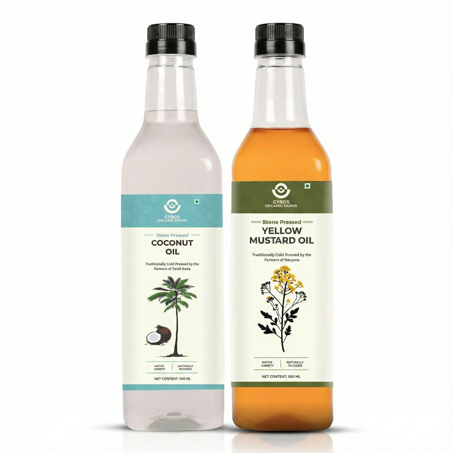 Trial Pack | Yellow Mustard & Coconut Stone Cold Pressed Oil | Unfiltered | Unadulterated | PET Bottle | New Arrival