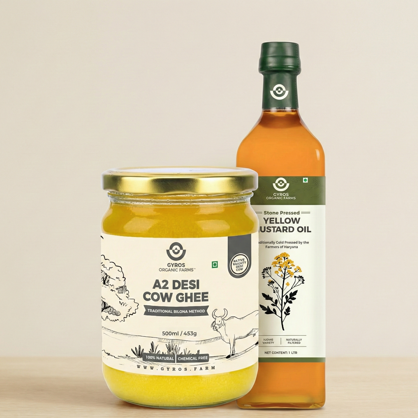 A2 Desi Cow Ghee & Yellow Mustard Stone Pressed Oil