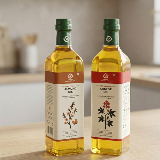 Stone Cold Pressed Almond ad Castor Oil Combo || 100ml each || Unfiltered | UnFiltered | Glass Bottles