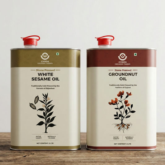 Stone Cold Pressed Groundnut and Sesame Oil Combo | 5L + 5L | zero Adulteration | Sieve Filtered