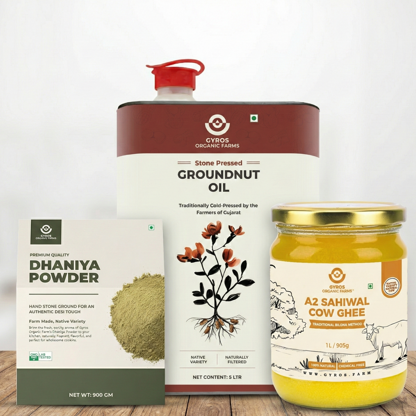 Smart Choice Combo | Sahiwal Cow Ghee - 1L | Groundnut Oil - 5L | Dhaniya Powder -200gm