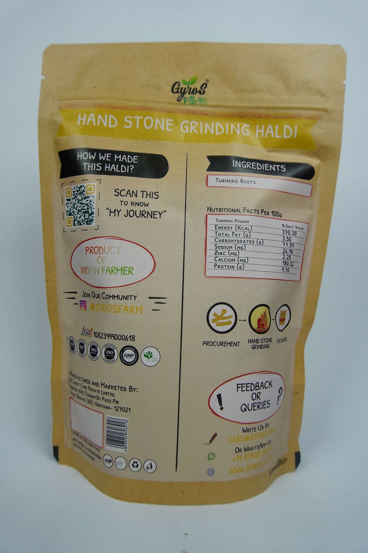 Hand Stone Grounded Haldi | Turmeric Powder | High Curcumin Content | Unprocessed | Chemical free