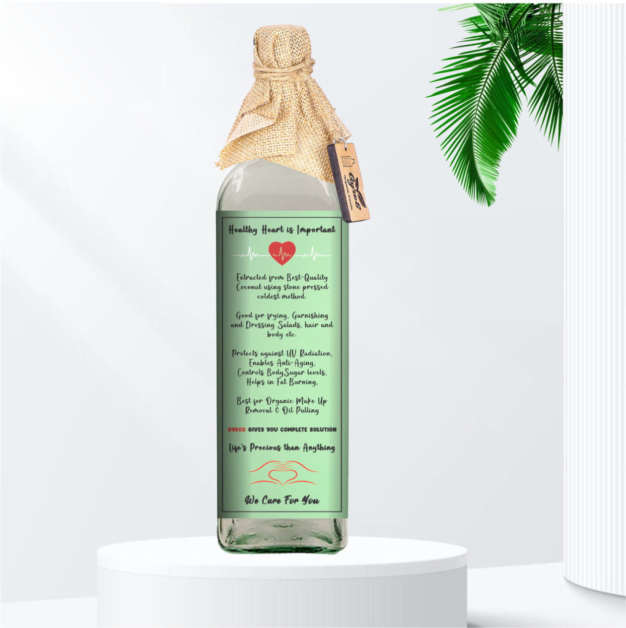 organic cold pressed gyros coconut oil bottle