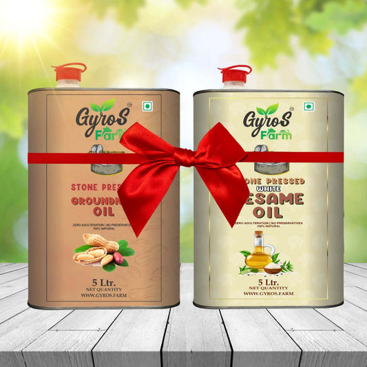 Stone Cold Pressed Groundnut and Sesame Oil Combo | 5L + 5L | zero Adulteration | Sieve Filtered