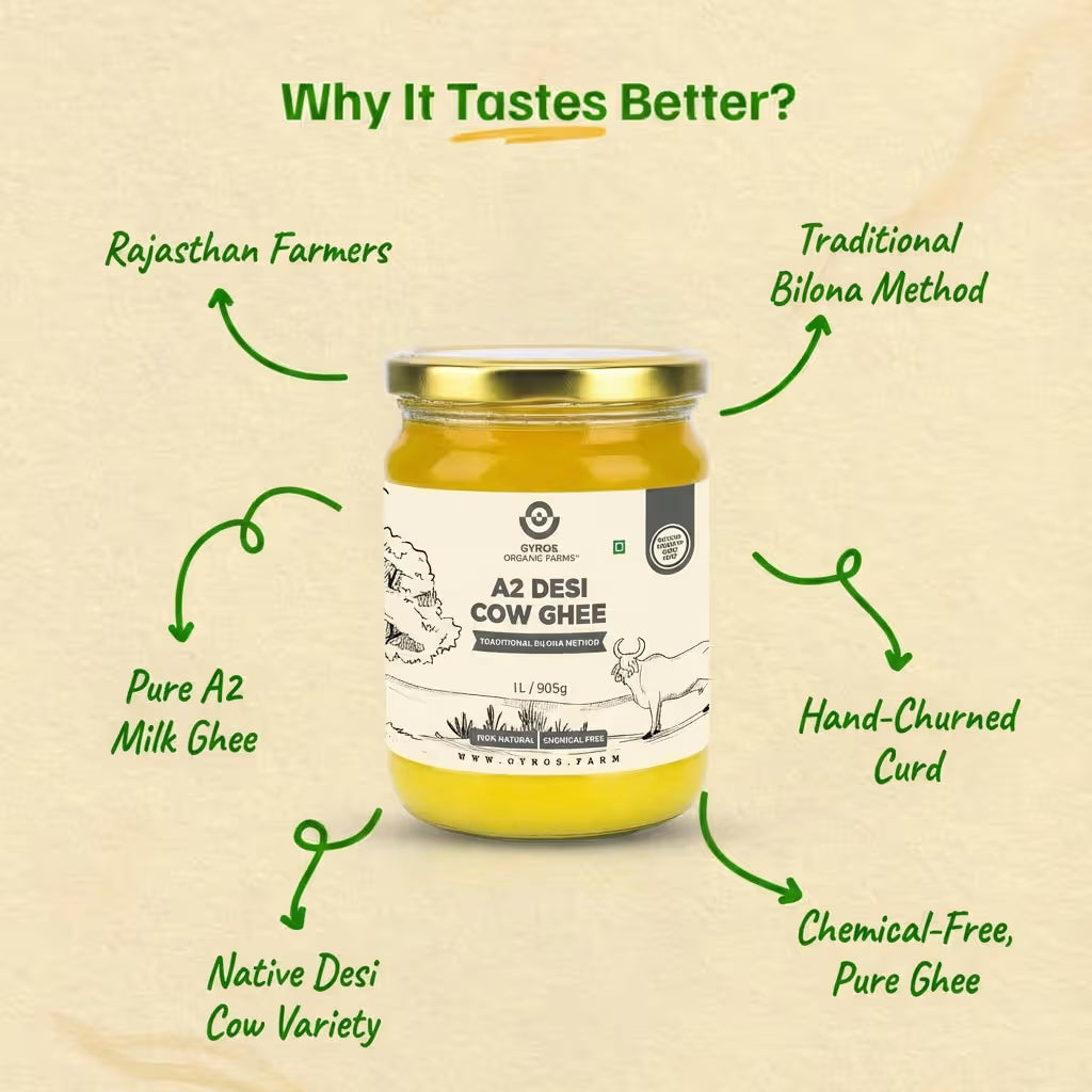 Free Jaggery Powder (900g) with A2 Desi Cow Ghee (1L) | Gut-Friendly Pair
