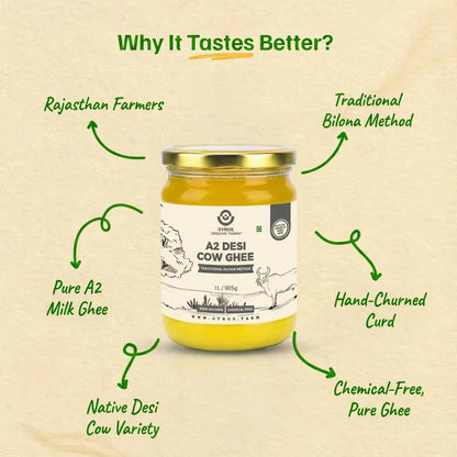 Free Jaggery Powder (900g) with A2 Desi Cow Ghee (1L) | Gut-Friendly Pair