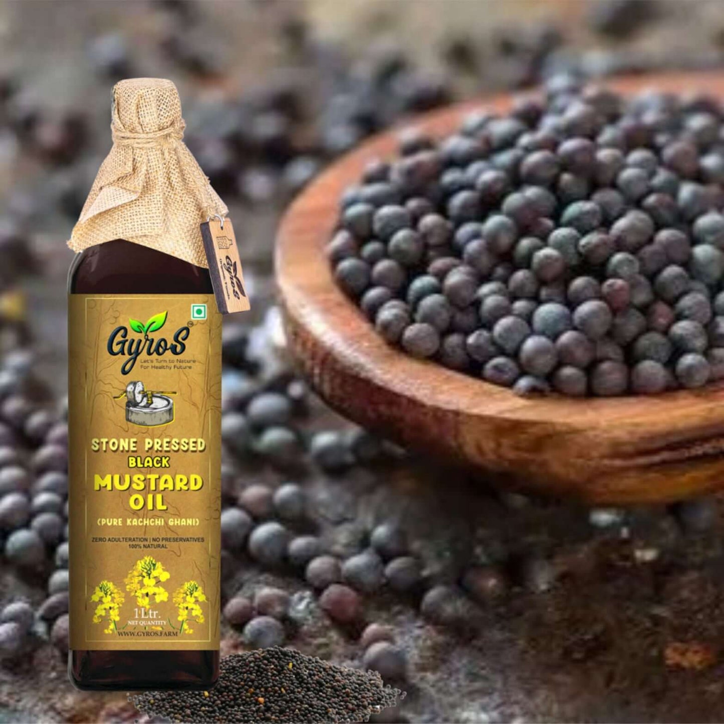 Stone Cold Pressed Black Mustards and Sesame oil | 1L + 1L | Zero Adulteration| UnFiltered | Glass Bottles