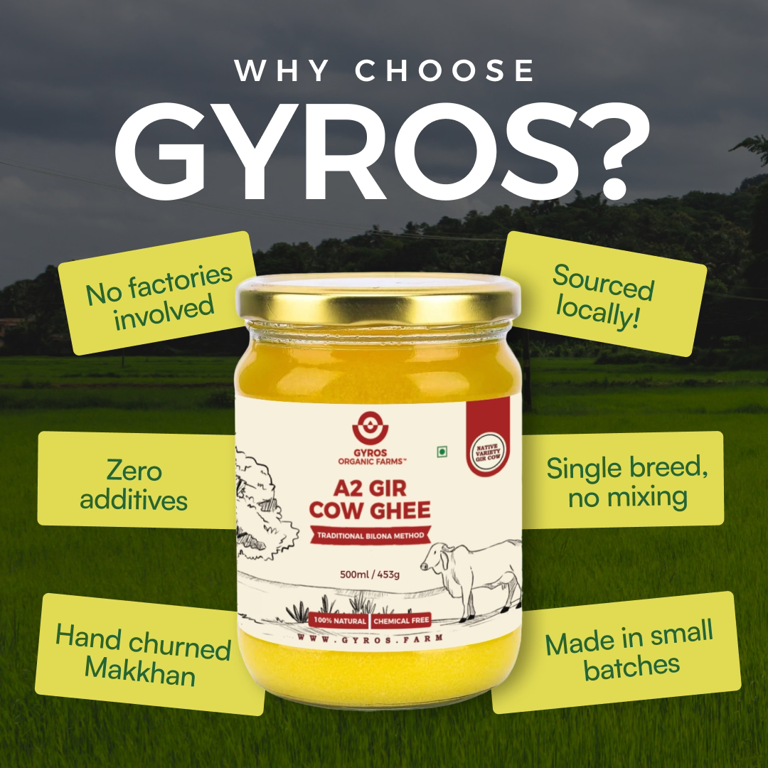 A2 Gir cow ghee with key benefits like no additives, small batches and local sourcing