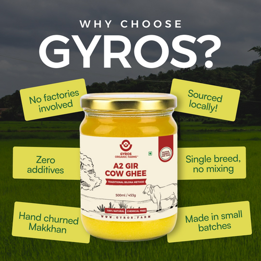 A2 Gir cow ghee with key benefits like no additives, small batches and local sourcing