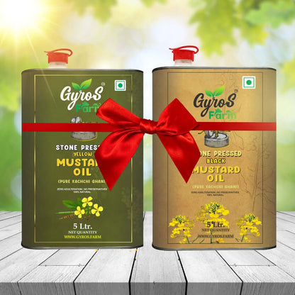Stone Cold Pressed Oil Yellow and Black Mustard Combo | 5L + 5L | zero Adulteration | Sieve Filtered