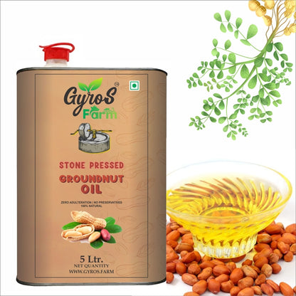 pure cold pressed groundnut oil in 5ltr tin